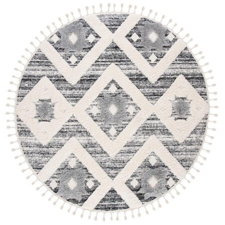 Safavieh 3 x 3 ft. Moroccan Tassel Shag Round Rug, Grey & Ivory MTS664G-3R